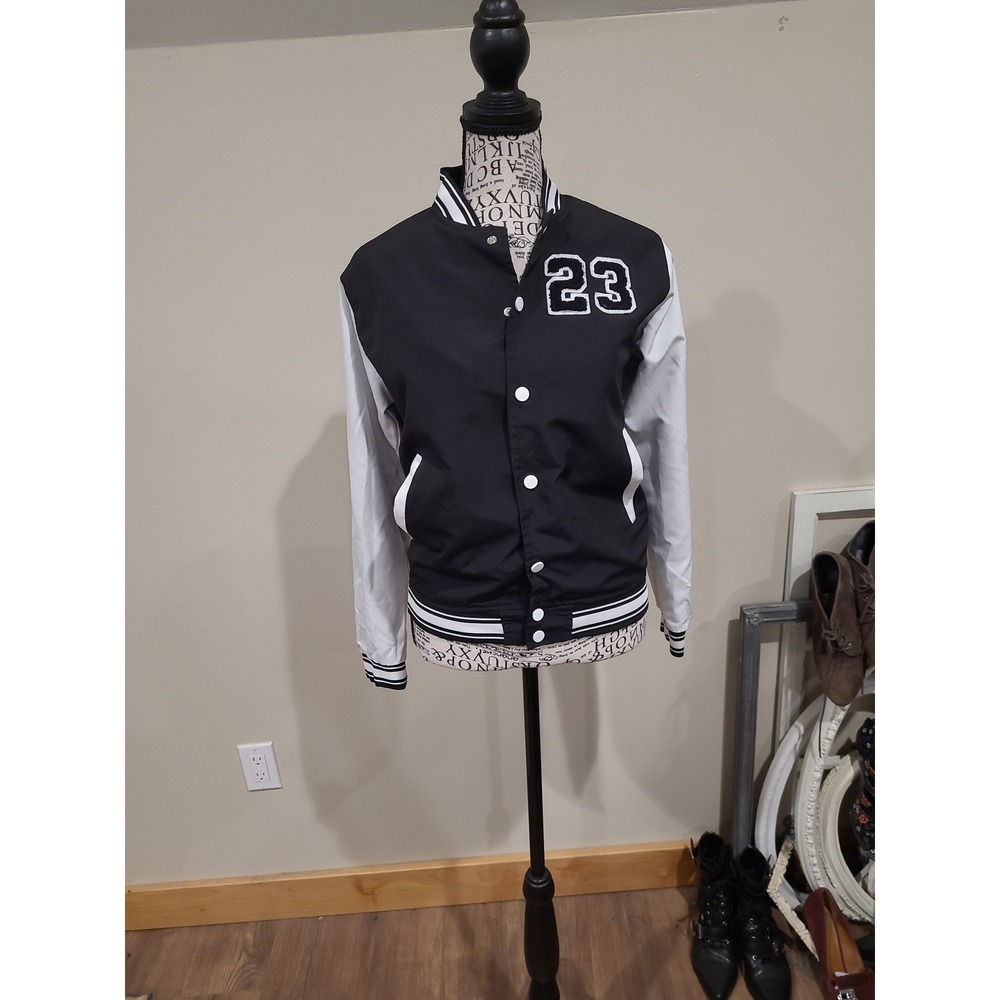 Seven Souls Youth‎ Size 10-12 black white Varsity style jacket #23 sporty street